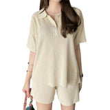 Artse Mnl Knitted Collar Shorts Set