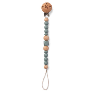 Booginhead PaciGrip Silicone & Wood Beaded Teething Clip - Gray Blue
