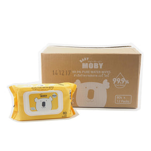 Moby 99.9% Pure Water wipes box of 12
