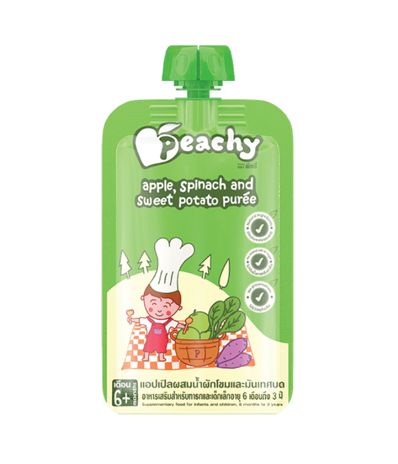 Peachy Baby -Apple, Spinach and Sweet Potato Purée 100g (6mos - 3yrs)