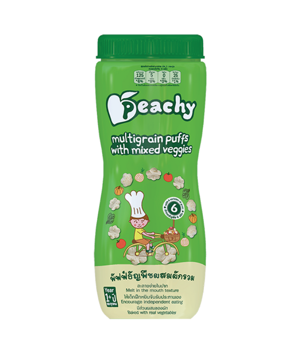 Peachy Baby - Multigrain Puffs with Mixed Veggies 40g (1yr up