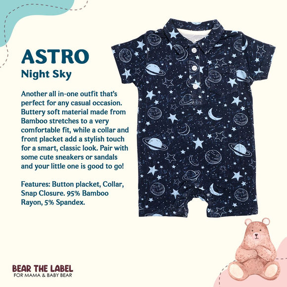 Bear The Label - Astro Polo Button Romper (Night Sky)