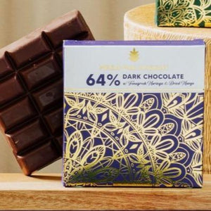 Auro 64% Dark Chocolate with Mega-Malunggay, Herbilogy Fenugreek and Dried Mango 50g