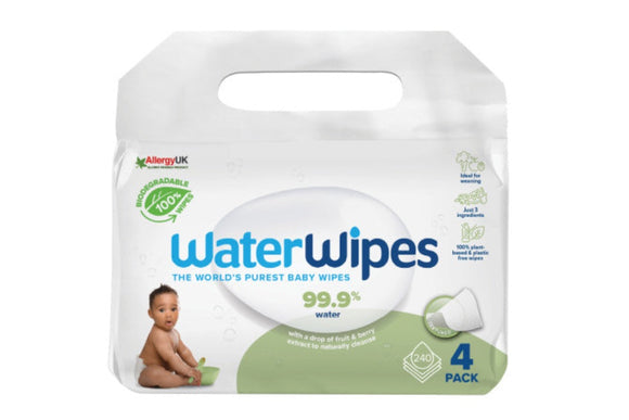 WaterWipes Biodegradable with Soapberry Pack of 4 x  60 pulls