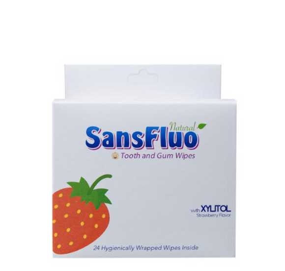 Sansfluo Natural Tooth & Gum Wipes 24 Sachets With Xylitol