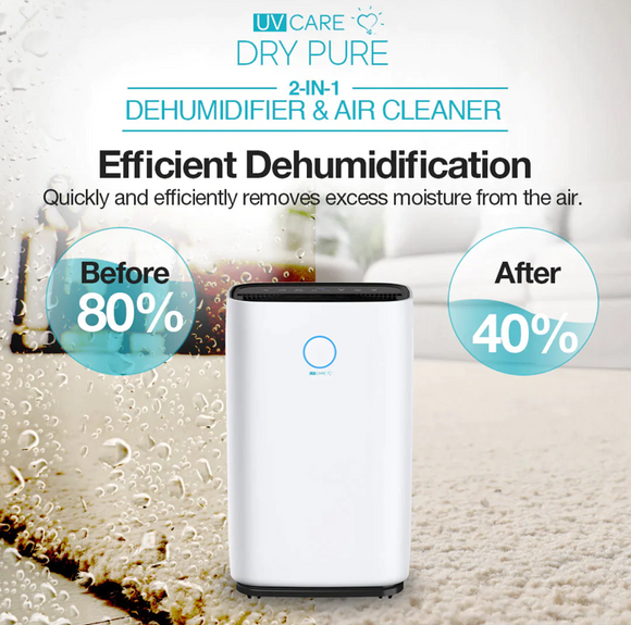 UV Care Dry Pure 2-In-1 Dehumidifier & Air Cleaner (12L)