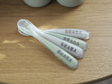 Beaba Set of 4 Ergonomic 1st Age Silicone Spoon (Sage Green/Velvet Grey)